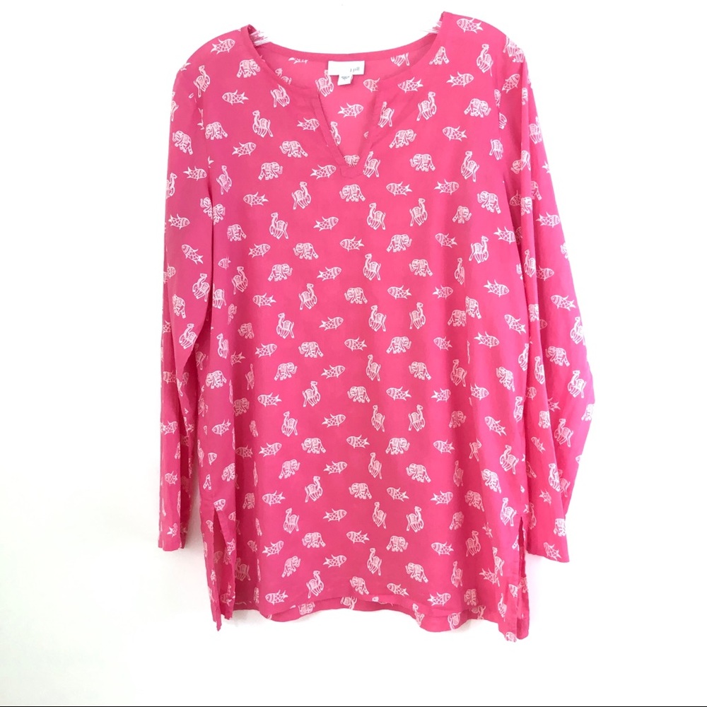 J Jill Pink White Camel Fish Tunic
